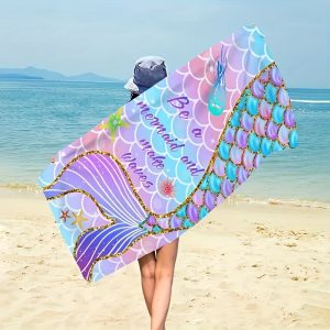 1pc Beach Towel, Soft Microfiber Mermaid Beach Towel, Quick Dry Towel For Swimmers Sand Proof Beach Towels For Women, Cool Pool Towels Beach Accessories Absorbent Towel