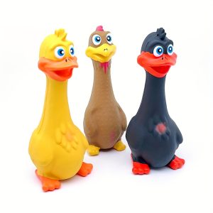 1pc Screaming Chicken/duck Design Latex Dog Chew Toy, Tough Squeaky Dog Grinding Teeth Toys, Pet Toys