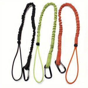 2-pack Outdoor Tool Lanyards With Aluminum Carabiner Clips, Adjustable Plastic Toggle, Stretchable 25.6"-31.5" Gear For Camping, Hiking, And Fishing Equipment Security
