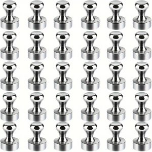 30-pack Magnetic Metal Thumbtacks - Versatile Office And Kitchen Magnets For Whiteboards, Refrigerators, Maps, Easy To Remove