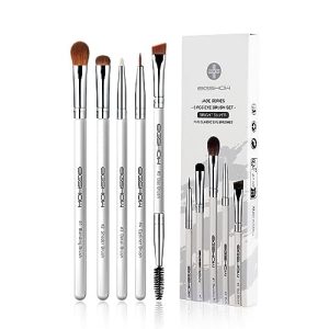 EIGSHOW 5 Pcs Eye Makeup Brush Set, Everyday Eye Essential Makeup Brushes with Blending, Eyeshadow, Detail, Eyeliner, Eyebrow Brushes(White)