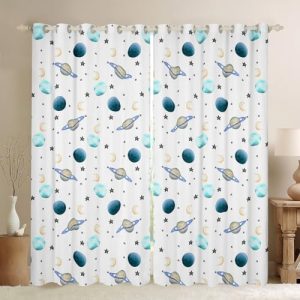 Erosebridal Cartoon Planet Curtains Galaxy Blackout Curtains Universe Themed Window Curtains Outer Space Window Treatments Solar System Curtains Space