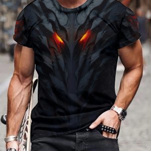 Fashion 3d Digital Pattern Print Men's Graphic T-shirt, Causal Comfy Tees, Short Sleeve Pullover Tops, Men's Summer Outdoor Clothing