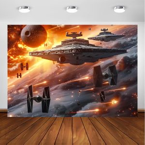 Galaxy Outer Space Party Backdrop - Versatile Polyester Photo Background With Black Stars For Science Fiction Themed Events & Parties