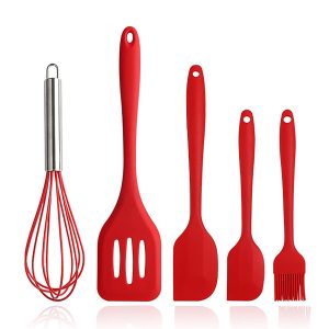 Kitchen Silicone Cooking Utensils (Set of 5) - Red