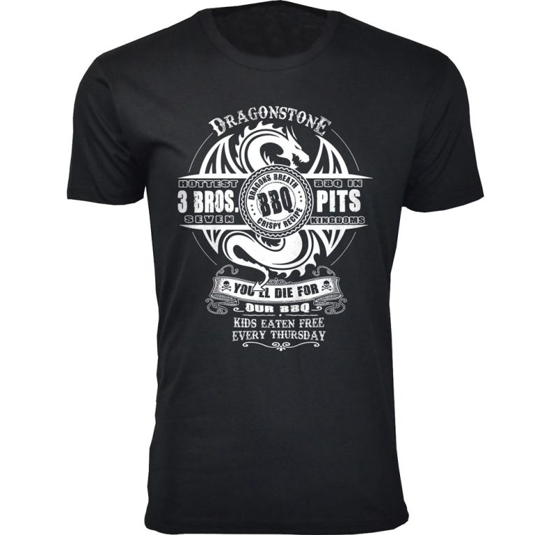 Men’s Thrones and Dragons T-Shirt – Men’s Thrones and Dragon’s T-shirts – Dragonstone BBQ – Black / 3X-Large