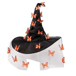 MGupzao Halloween Witch Hat - Halloween Decor for Women, Witches hats With Butterfly Halloween Party Costume Accessory Orange