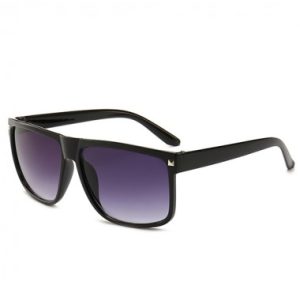 Modlily Retro Black Geometric Rivet Detail Sunglasses - One Size