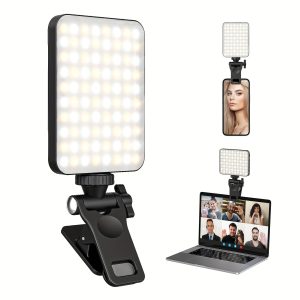 Rechargeable Selfie Light, Clip Fill Light For Phone Laptop Tablet Portable Light For Video Conference Live Streaming Zoom Call Makeup Picture (black)