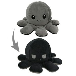 Reversible Stuffed Flip Octopus - Black - Gray