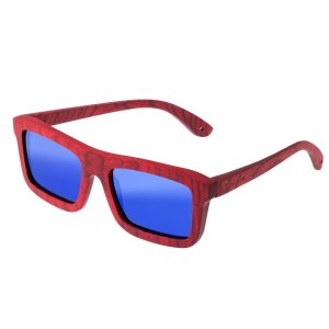 Spectrum Polarized Wooden Sunglasses - Clark - Cherry/Blue