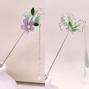 2 Pcs Hair Stick Flower Hairpins Chinese Vintage Hair Accessories Hair Chopsticks for Women Girls 039-#09