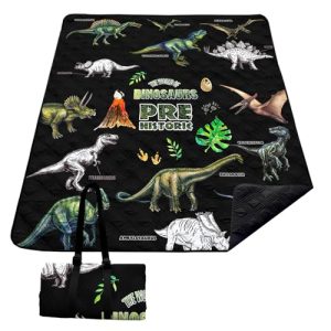 BSNTHO Dinosaur Outdoor Picnic Blankets Cartoon Dino Waterproof Picnic Blankets 60x80 Inches Large Sandproof Beach Blanket Foldable Outdoor Blanket fo