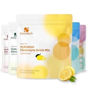 Dynatech Zero Sugar Electrolyte Drink Mix - Lemon - Hydration Powder Packets with 10 Electrolytes & Vitamins | Non-GMO, Gluten Free, Vegan Electrolyte