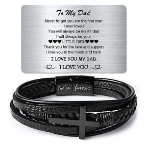 Father's Day Gifts from Daughter - Gifts For Dad from Daughter To My Dad Bracelet Gift Gifts for Men Gifts for Him Fathers Day Custom Gifts Cross brac