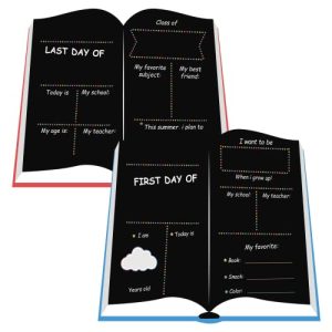 First Day of School Board, 11.8" X 9" Chalkboard Sign Double Sided Reusable Wood Sign for Kindergarten, Preschool, Back to School Supplies Signs for K
