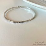 Inspirational Message Bracelets – Skinny Bangle-Silver-Love Yourself