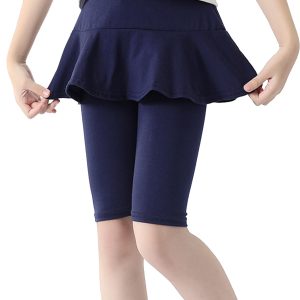 LOLANTA Girls Knee Length Leggings with Skirt Capris Kids Summer Shorts Casual Stretchy Athletic Skorts 4T 1pc:navy