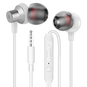 MAS CARNEY WI7 Wired Headphones - Comfortable In-ear Earphones Wired for Stereo Sound, Universal 3.5mm In Ear Earbuds with Mic - Compatible with Samsu