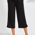 Modlily Black Pocket Elastic Waist High Waisted Pants – 2XL