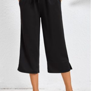 Modlily Black Pocket Elastic Waist High Waisted Pants - 2XL