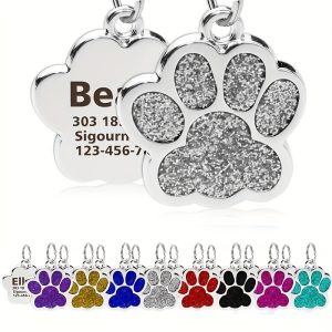 Personalized Pet Id Tags For Dogs, Adorable Paw Shaped Tags, Engraved Name And Phone On Pet Collars, Durable And Stylish Pet Accessories