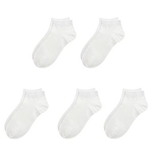 SERISIMPLE Viscose Bamboo School Socks Ankle Super Soft Kids Socks Stretch Cuffs Athletic Socks Odor Anti-odor 5 Pairs Medium White