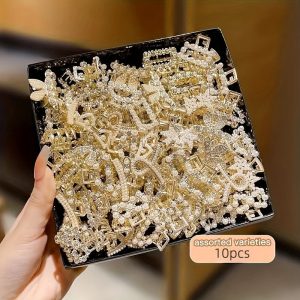 TEMU 10/20 Different Styles Of Stud Earrings Sparkly Rhinestone Hairpin Set For Girls - Various Styles