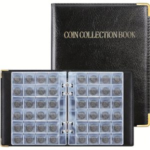 TEMU 1pc Premium Leatherette Coin Collection Album - 480 Pockets Folder For Memorabilia Storage, Commemorative , Memorabilia Display, Sports Cards,