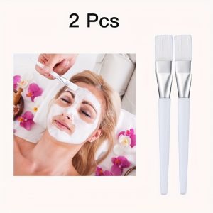 TEMU 2pcs Soft Bristle Face Mask Brushes - Hypoallergenic, Gentle Facial Mud & Clay Mask Applicator For Eye Serums, Body Lotions, Sleeping Masks -