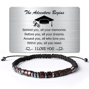 To My Son Bracelet from Mom - Gifts for Sons Birthday Gifts for Men with Engraved Wallet Card,Son Bracelet Gifts for Him Graduation Gifts