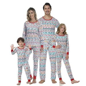 VENTELAN Family Matching Christmas Pajamas Set Holiday Santa Claus Sleepwear Xmas PJS Set for Couples and Kids Kids 2T Christmas Pattern