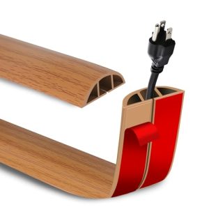 4FT Floor Cord Cover Self Adhesive Cord Hider Floor Cable Management, Soft PVC Power Cord Protector Floor Wire Cover for Offices, Room, Living Room, B