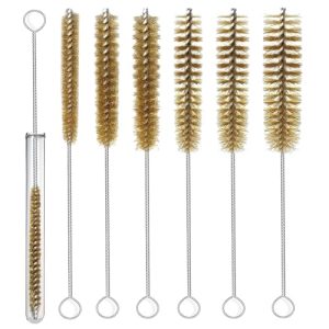 7Pcs Brass Tube Brushes Bottle Brush Wire Tube Brushes, Long Wire Cleanling Brushes Tube Cleaning Lab Brushes Straw Cleaner Brush Wire Bottle Brush Pi