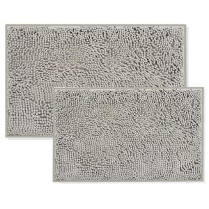 Bathroom Rug Set Bath Mats, 2 Piece Bath Mats for Bathroom Non Slip Thick Soft Chenille Bath Rug Set, Luxury Shaggy Microfiber Bath Rugs, Machine Wash