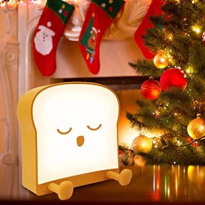 Cute Bread Night Light, Adjustable Baby Bedside Night Lamp USB Recharging with Timer, Phone Holder Room Decor Toast Night Light, Nice Gifts for Birthd