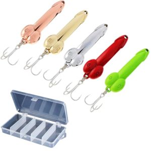 Fishing Lures Gag Gift for Men, White Elephant Gift Father's Day Angler Fishermen Metal Luminous Long Casting Sequin Spoons Lures for Bass