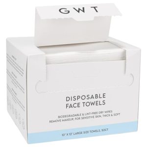 GWT Disposable Face Towels,10"×12" Face Towelette Disposable,Thicken Facial Towels for Women Sensitive Skin,Soft Makeup Remover Dry Wipes,50 Count