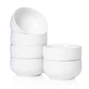 Kanwone 5.5" Porcelain Cereal Bowls, 24 Ounce Bowl Set for Kitchen, White Bowls for Cereal, Soup, Oatmeal, Rice, Salad, Dessert and Fruits, Microwave