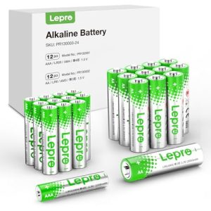 Lepro Batteries Variety Pack, AA and AAA Batteries Combo Pack 24 Count, 2800mAh High-Performance Alkaline Power - 12 Double AA Batteries and 12 Triple