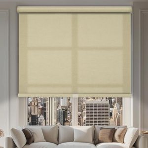 Light Filtering Roller Shades,Cordless window shades,Linen Window Blinds with Cassette Valance Thermal Insulated Roller Blinds for Home French Door.Cu