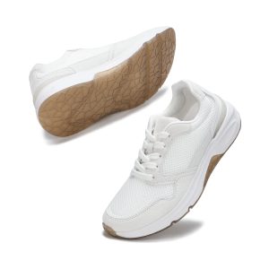 Non Slip Womens Fashion Sneakers Comfortable Lace Up & Mesh Walking Shoes Women 5 White