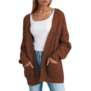 Pink Queen Cardigan Sweaters for Women Lightweight Long Sleeve Fall Sweaters 2024 Trendy Cropped Cardigan Coffee Small