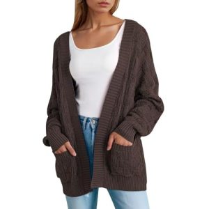 Pink Queen Cardigan Sweaters for Women Lightweight Long Sleeve Fall Sweaters 2024 Trendy Cropped Cardigan Chocolate Large