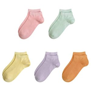 SERISIMPLE Viscose Bamboo School Socks Ankle Super Soft Kids Socks Stretch Cuffs Athletic Socks Odor Anti-odor 5 Pairs Large Assorted3