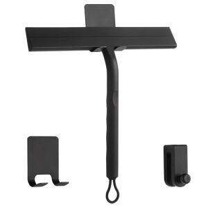 Shower Squeegee for Glass Doors, 8.5" Slicone Squeegee for Shower Glass Door, Black Shower Squeegee for Shower Doors Windows Mirrors Cars Cleaning, Sh