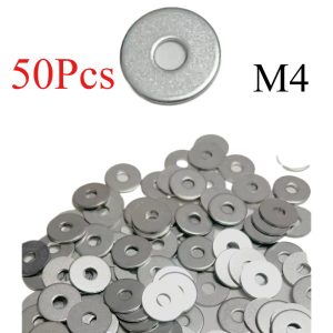 TEMU 50pcs Galvanized Flat Washers, Type, M4*14*1mm / M5*16*1mm Sizes, Flat Washers For Applications, Flat Washers, Places