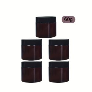 TEMU Ateori Amber Cosmetic Container Set - Fragrance-free, Light-resistant Round Jars For Creams, Eye Creams & Beauty Products