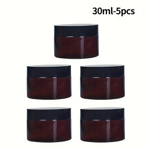 TEMU Ateori Amber Cosmetic Container Set - Fragrance-free, Light-resistant Round Jars For Creams, Eye Creams & Beauty Products