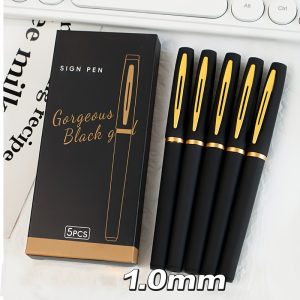 TEMU Gel Pens, Drawing Pens, Large Capacity Pens For Journaling, Pens, Coloring Pens, Medium Point Pens (0.7mm/1mm), , Black , 5 Count